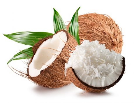 Coconuts,With,Coconuts,Flakes,Isolated,On,The,White,Background