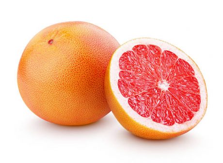 Grapefruit citrus fruit with half isolated on white with clipping path